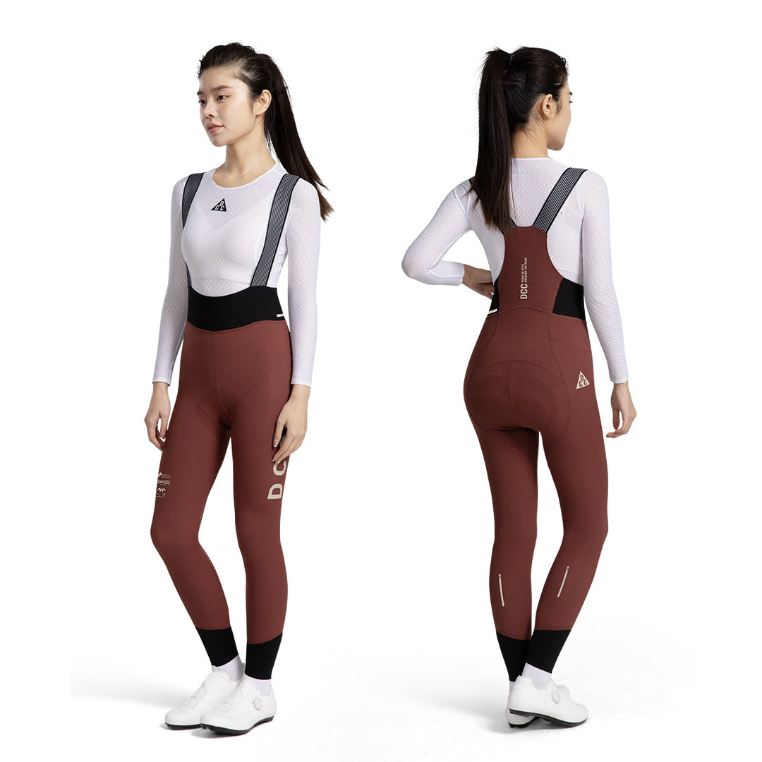 QINGYUN Womens' Performance Bib Tights Wine Red DCCW240926