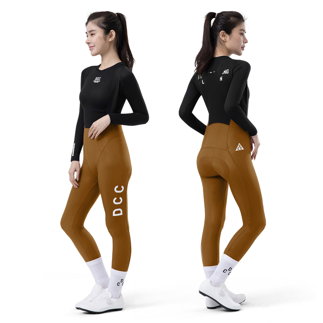 LINGYUE Winter Bib Tights for Women Golden Brown DCCW250214