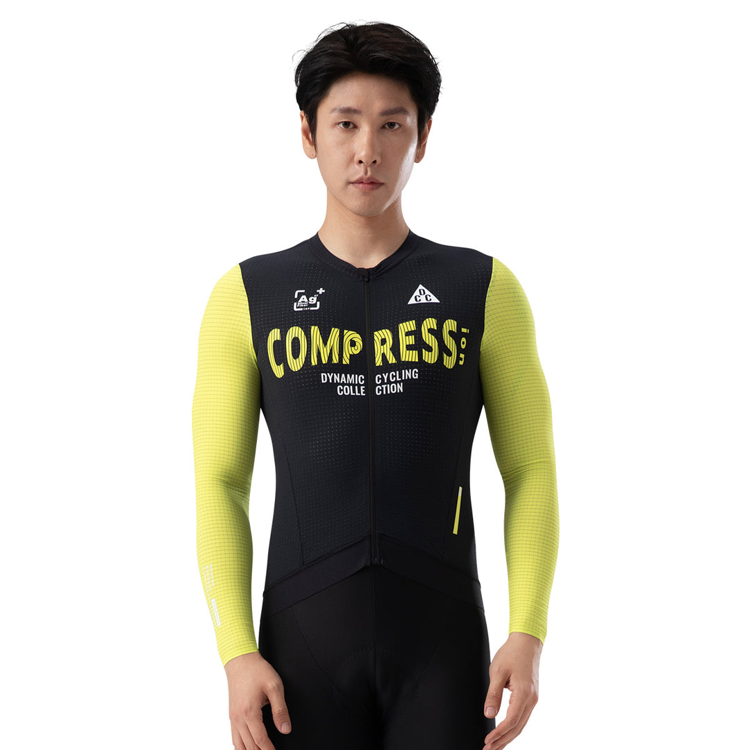 COMPRESS Men's Elite LS Jersey Black-Yellow DCCM240619