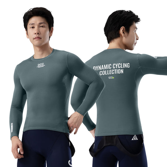 Merino Wool Thermal Base Layer LS Tee  Grass Grey Blue Complex DCCM250111