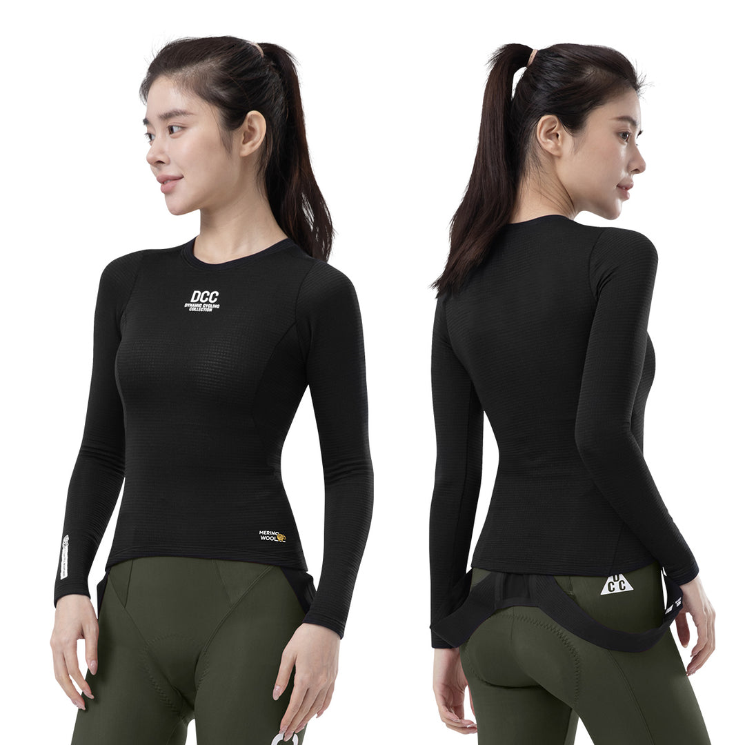 Merino Wool Thermal Base Layer LS Tee  Black simple DCCF250112