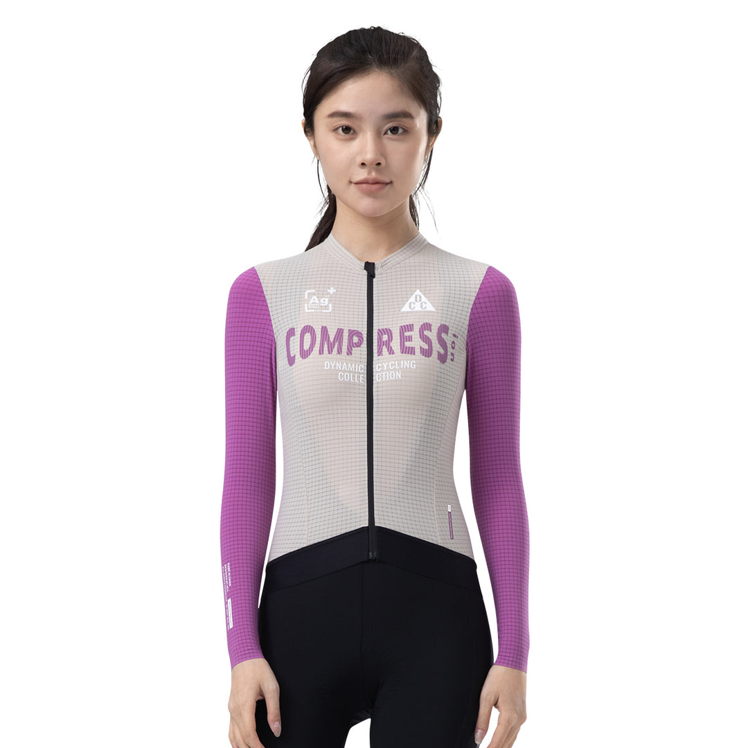 COMPRESS Women's ELITE LS Jersey Milk Grey Purple DCCF240725