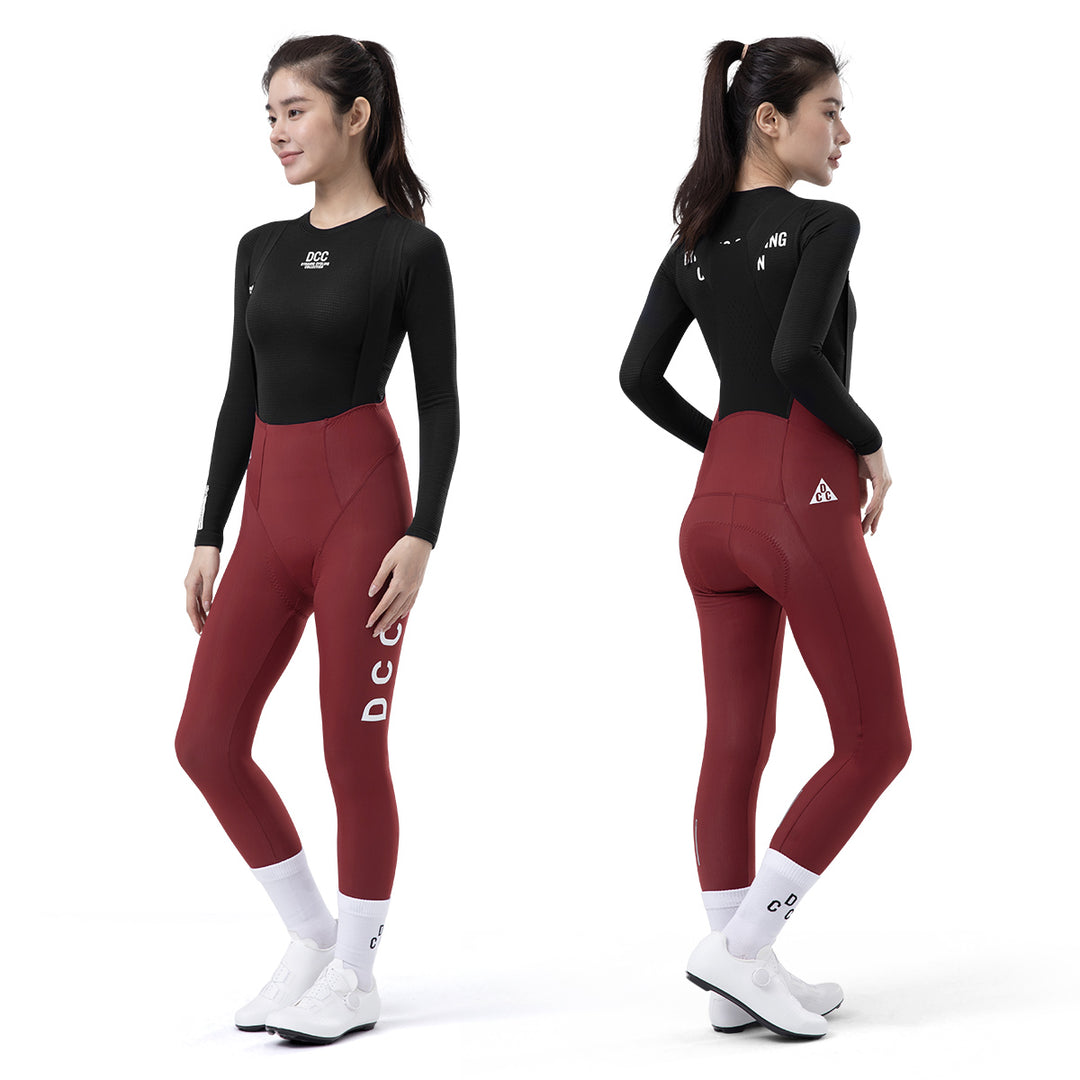 LINGYUE Winter Bib Tights for Women Wine Red DCCW250214