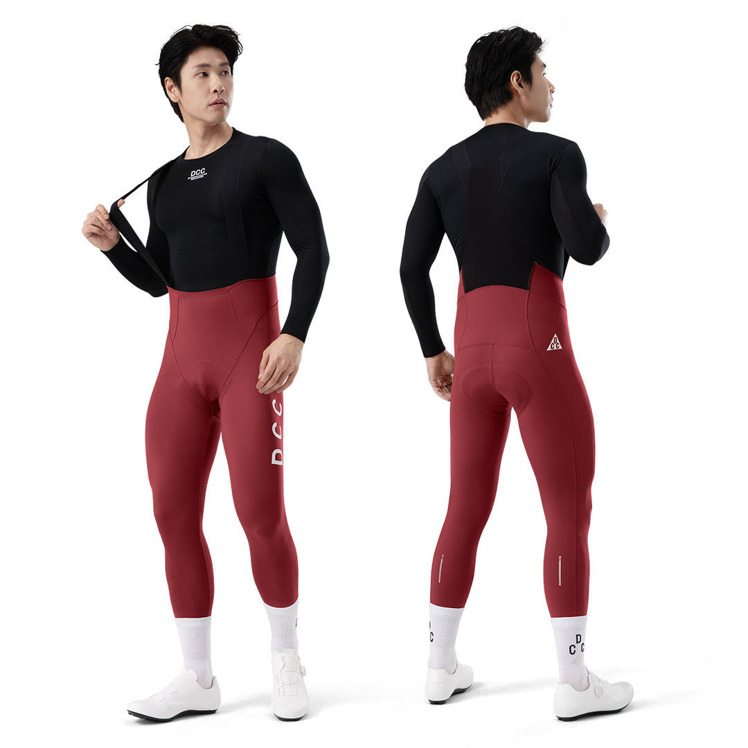 LINGYUE Winter Bib Tights for Men Wine Red DCCT250215