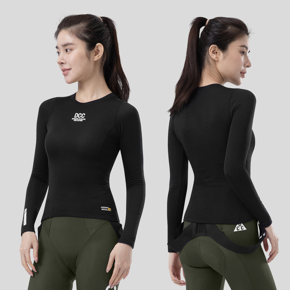 Merino Wool Thermal Base Layer LS Tee  Black simple DCCF250112