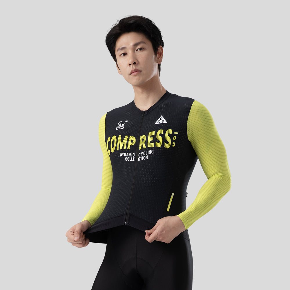 COMPRESS Men's Elite LS Jersey Black-Yellow DCCM240619