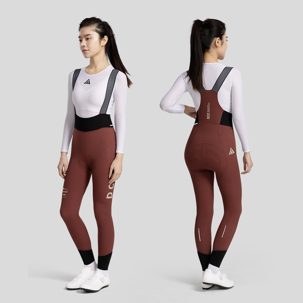QINGYUN Womens' Performance Bib Tights Wine Red DCCW240926