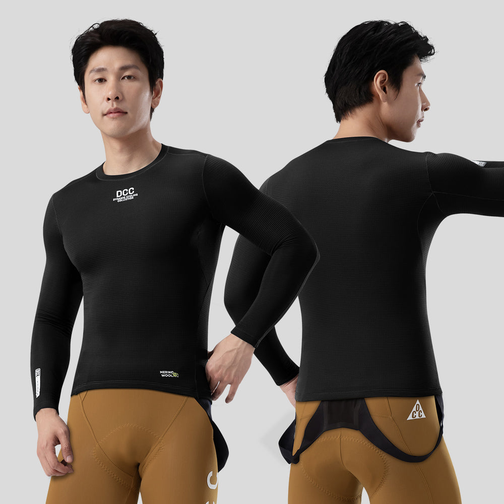 Merino Wool Thermal Base Layer LS Tee  Black simple DCCM250111
