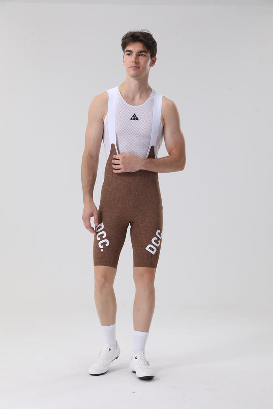 Retro Grid Bib Shorts Chocolate Brown DCCT260401
