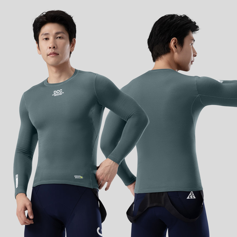 Merino Wool Thermal Base Layer LS Tee  Grass Grey Blue simple DCCM250111