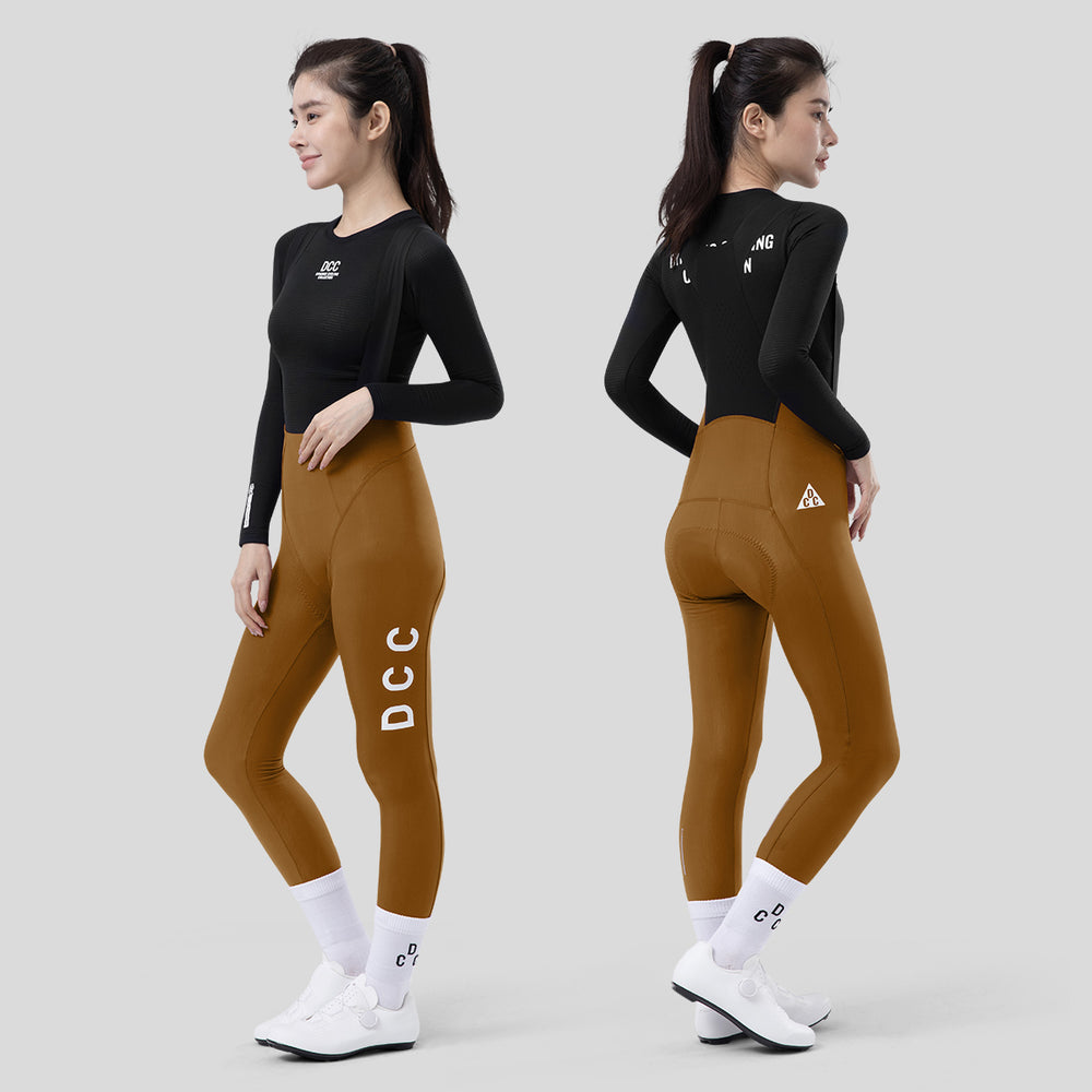 LINGYUE Winter Bib Tights for Women Golden Brown DCCW250214